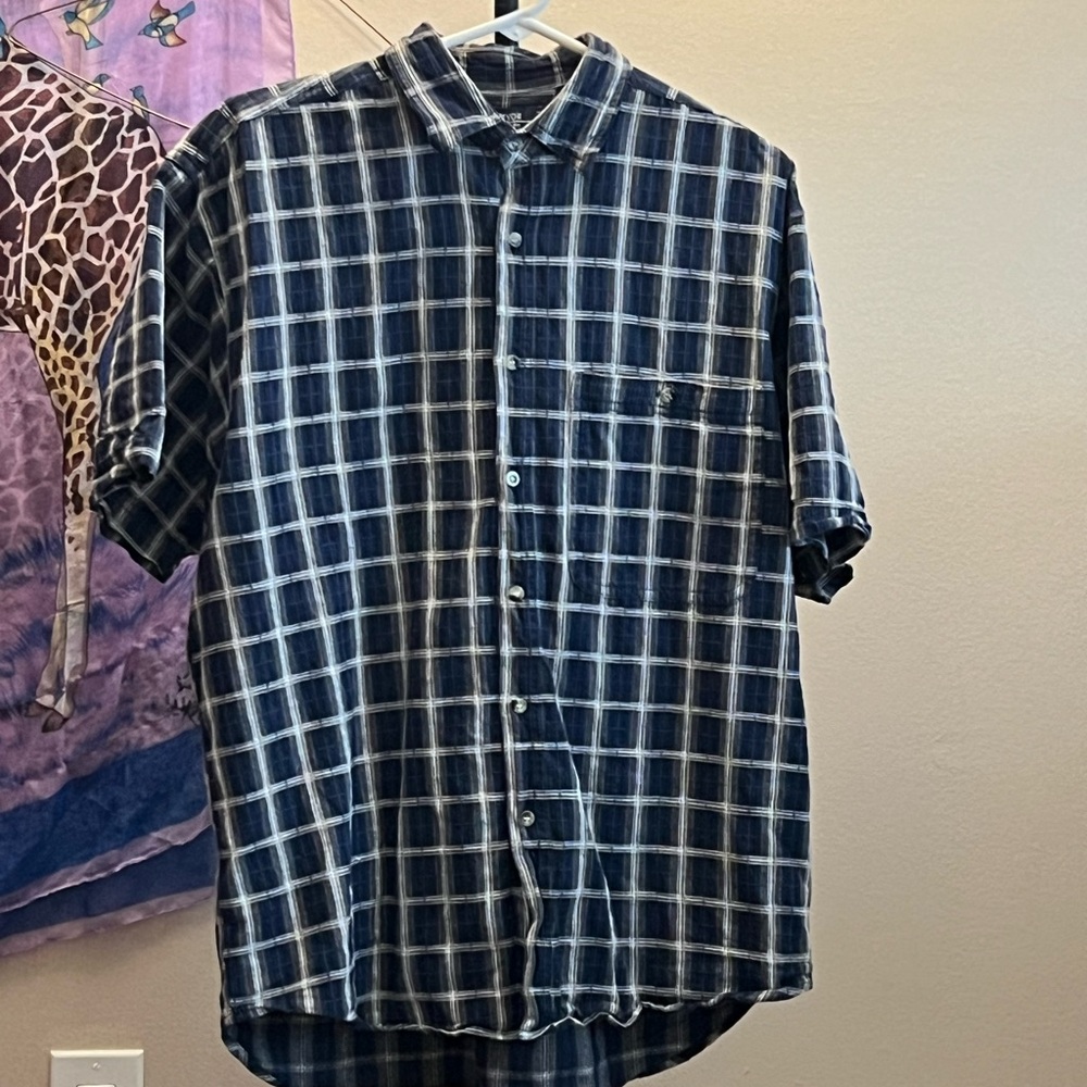 Men's Blue Plaid Shirt